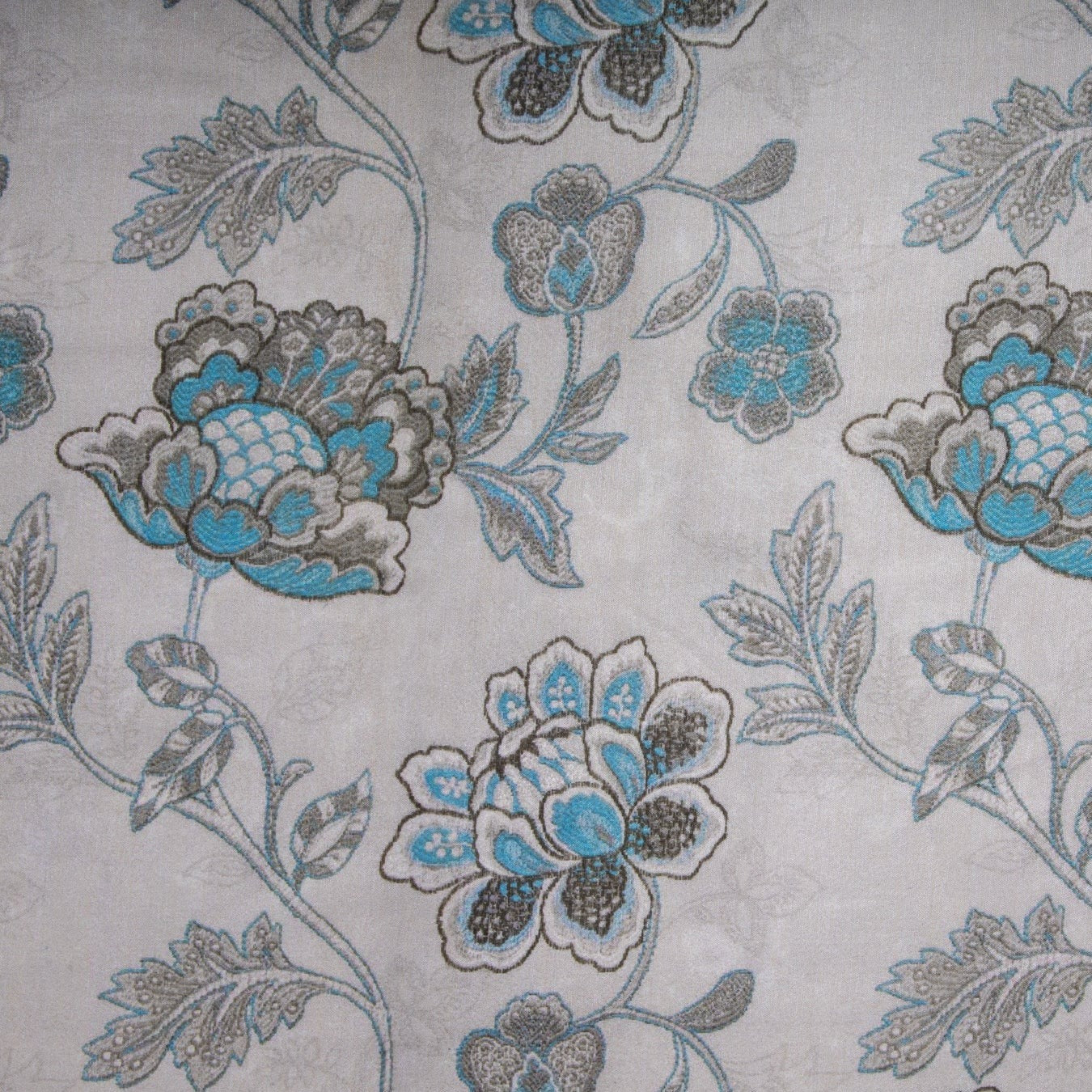 Grey & Blue Floral Print Viscose Voile Fabric Trade Uno