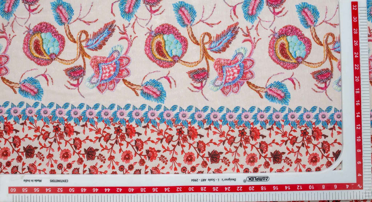 Multi Color Floral Print Viscose Voile Fabric