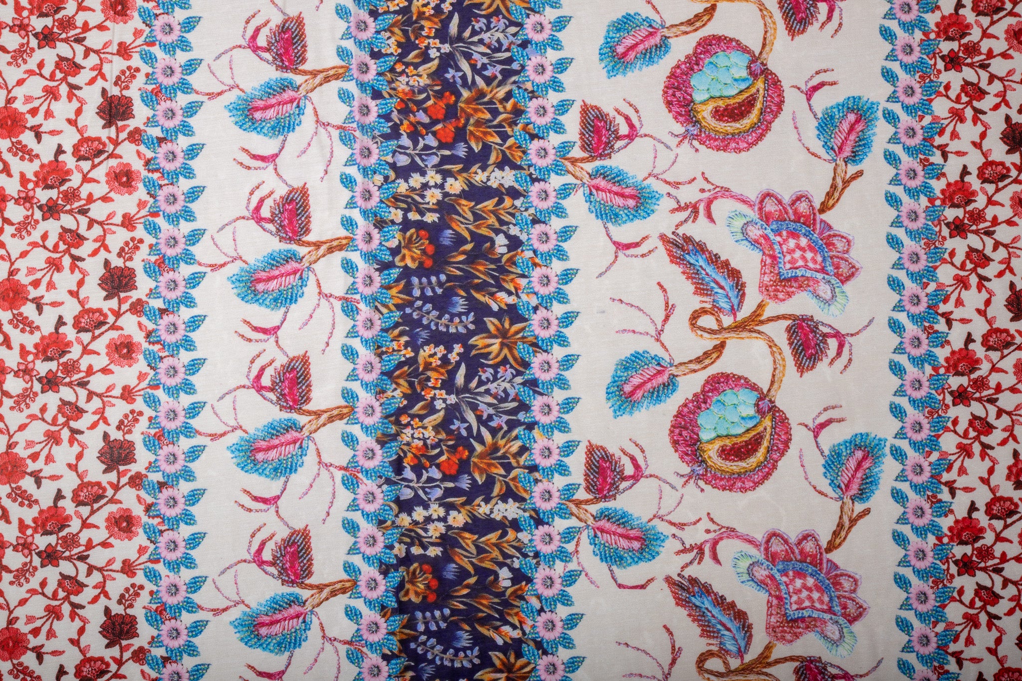 Multi Color Floral Print Viscose Voile Fabric Trade Uno