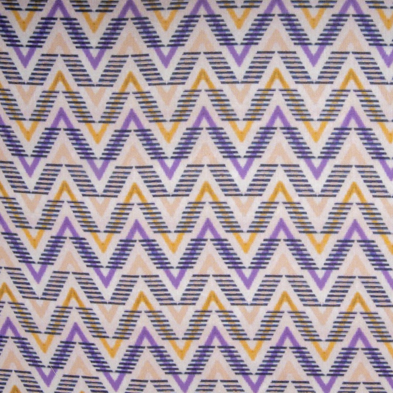 Purple & Yellow Chevron Pattern Viscose Voile Fabric Trade Uno