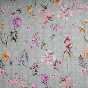 Sea Green Floral Print Viscose Voile Fabric Trade Uno