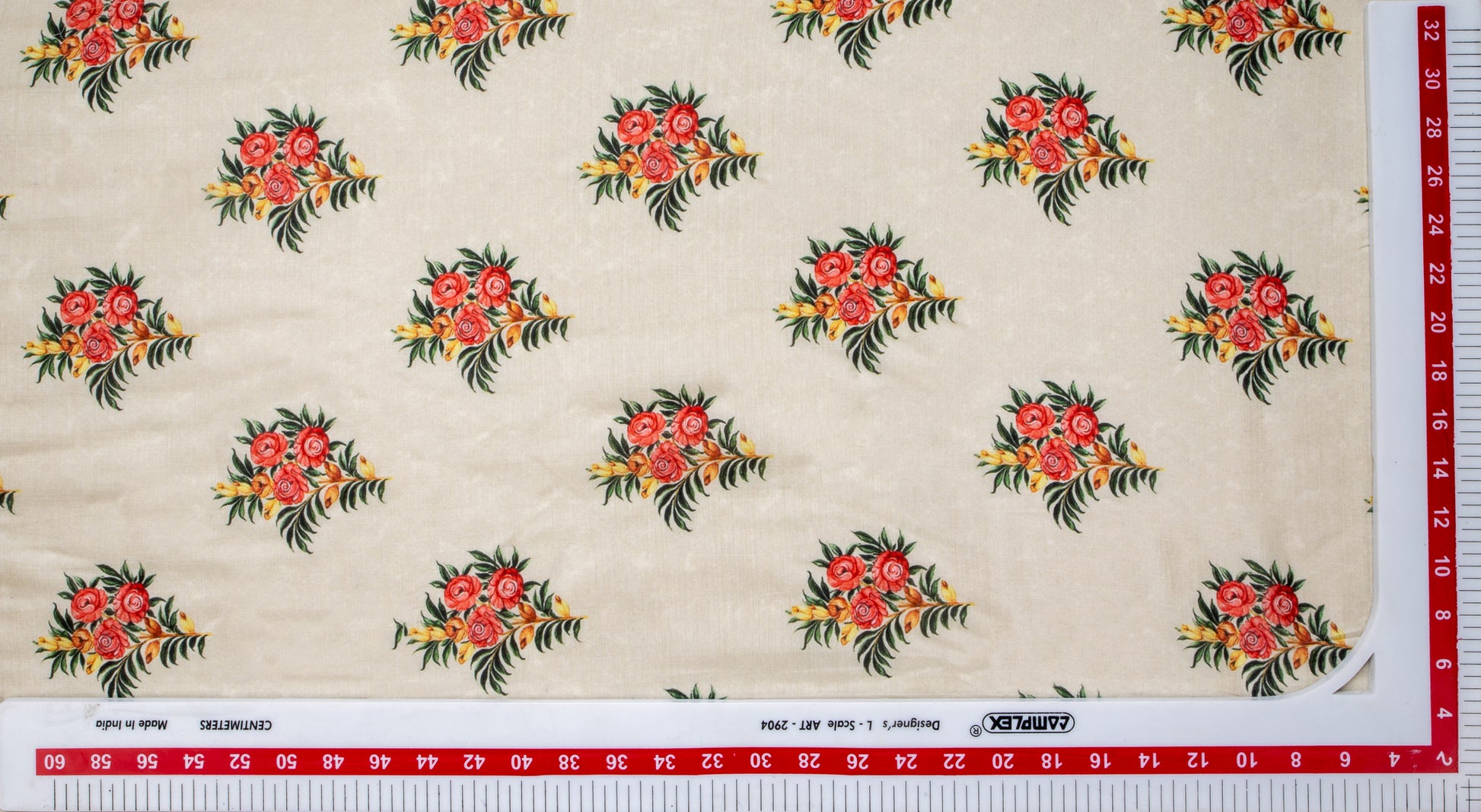 Off White Mughal Digital Print Cotton Silk Fabric Trade UNO