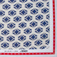 White & Blue Geometrical Print Russian Silk Fabric Trade UNO