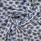 White & Blue Geometrical Print Russian Silk Fabric Trade UNO
