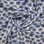 White & Blue Geometrical Print Russian Silk Fabric Trade UNO
