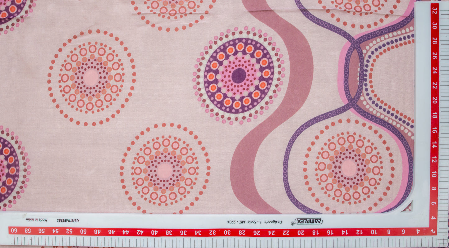 Pink Digital Print Russian Silk Fabric Trade UNO