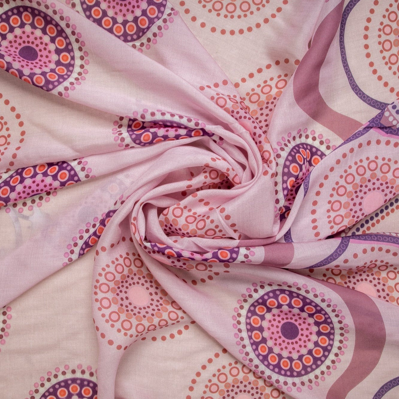 Pink Digital Print Russian Silk Fabric Trade UNO