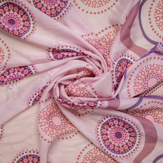 Pink Digital Print Russian Silk Fabric Trade UNO