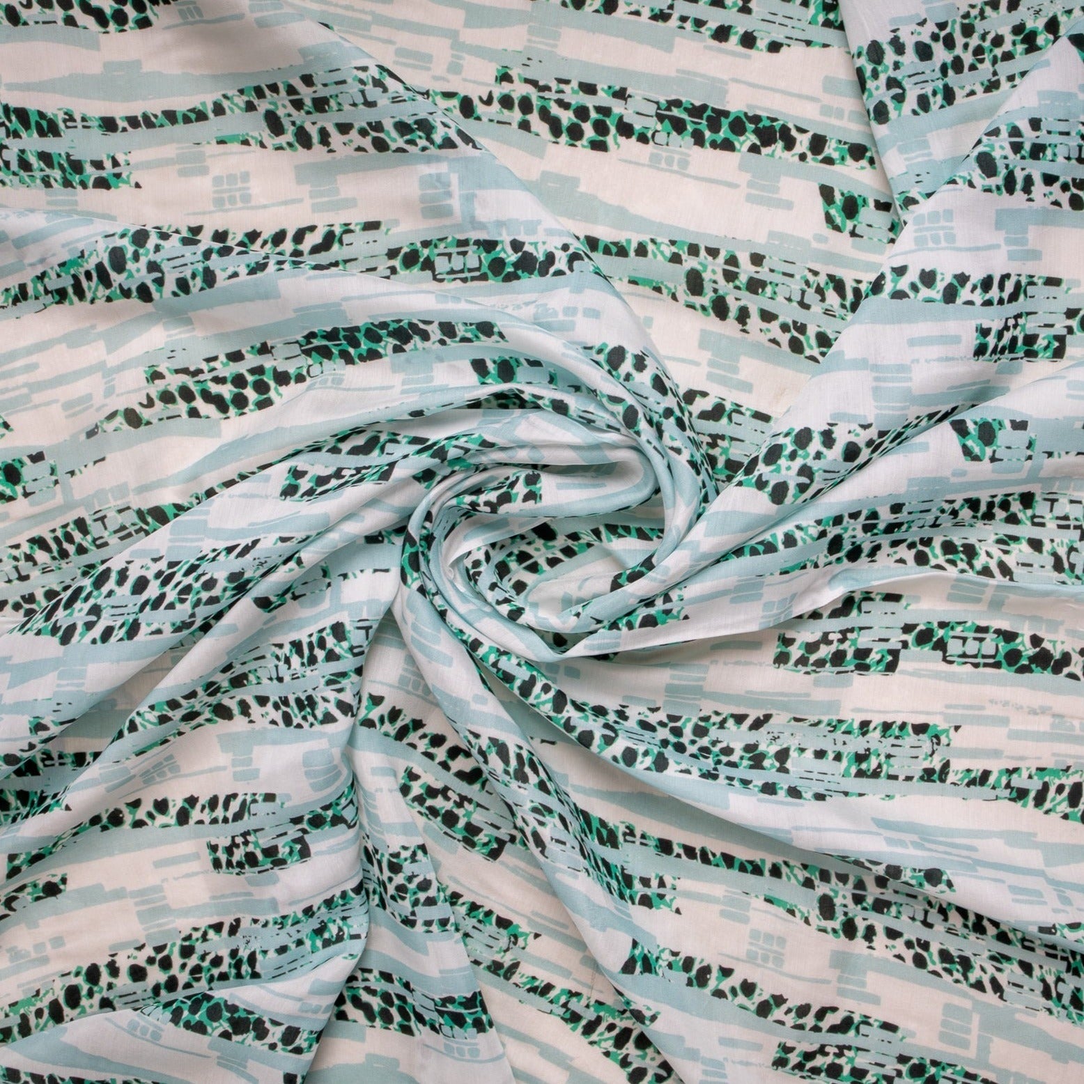 Cream Animal Print Russian Silk Fabric Trade UNO