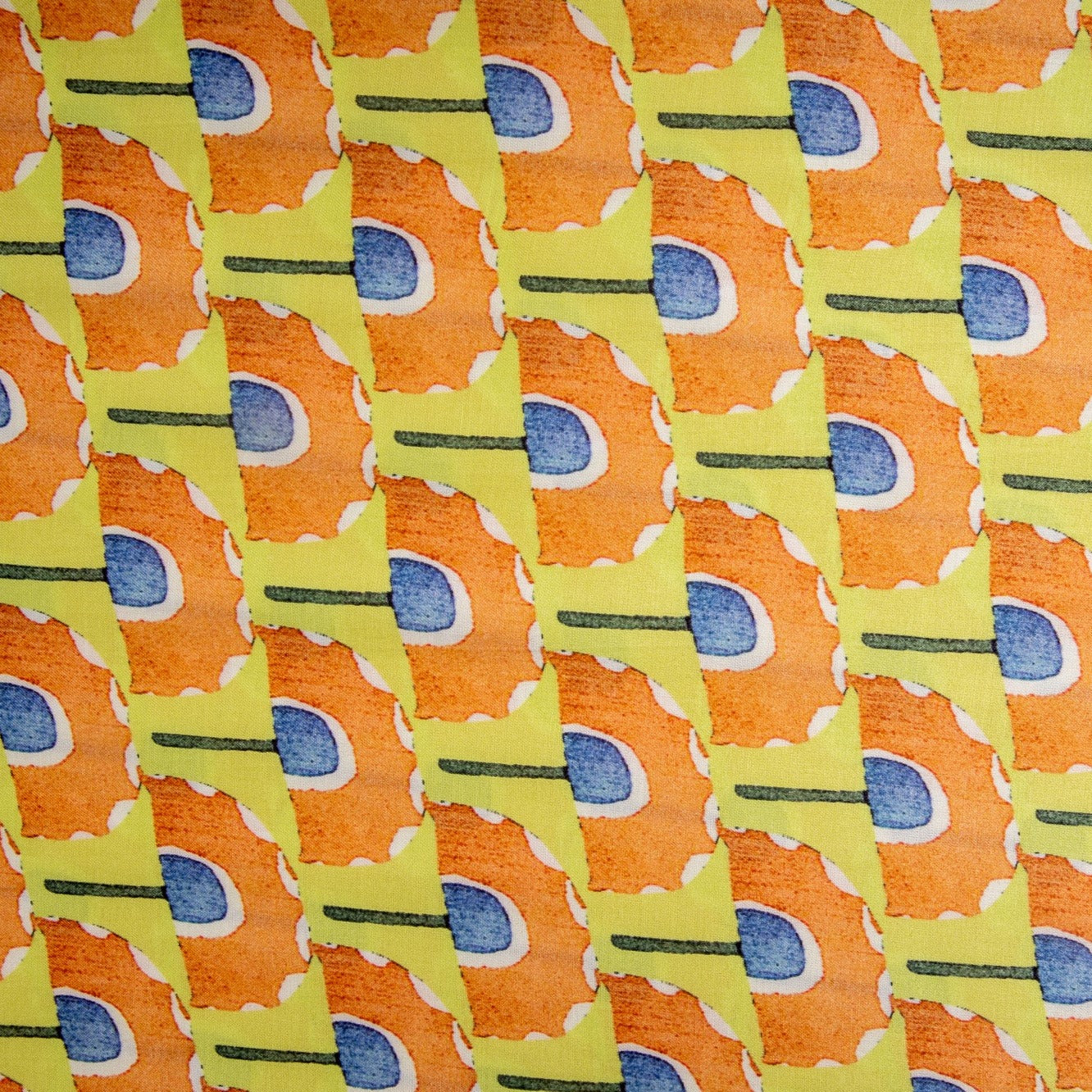 Yellow Orange Floral Digital Print Satin Bemberg Fabric Trade UNO