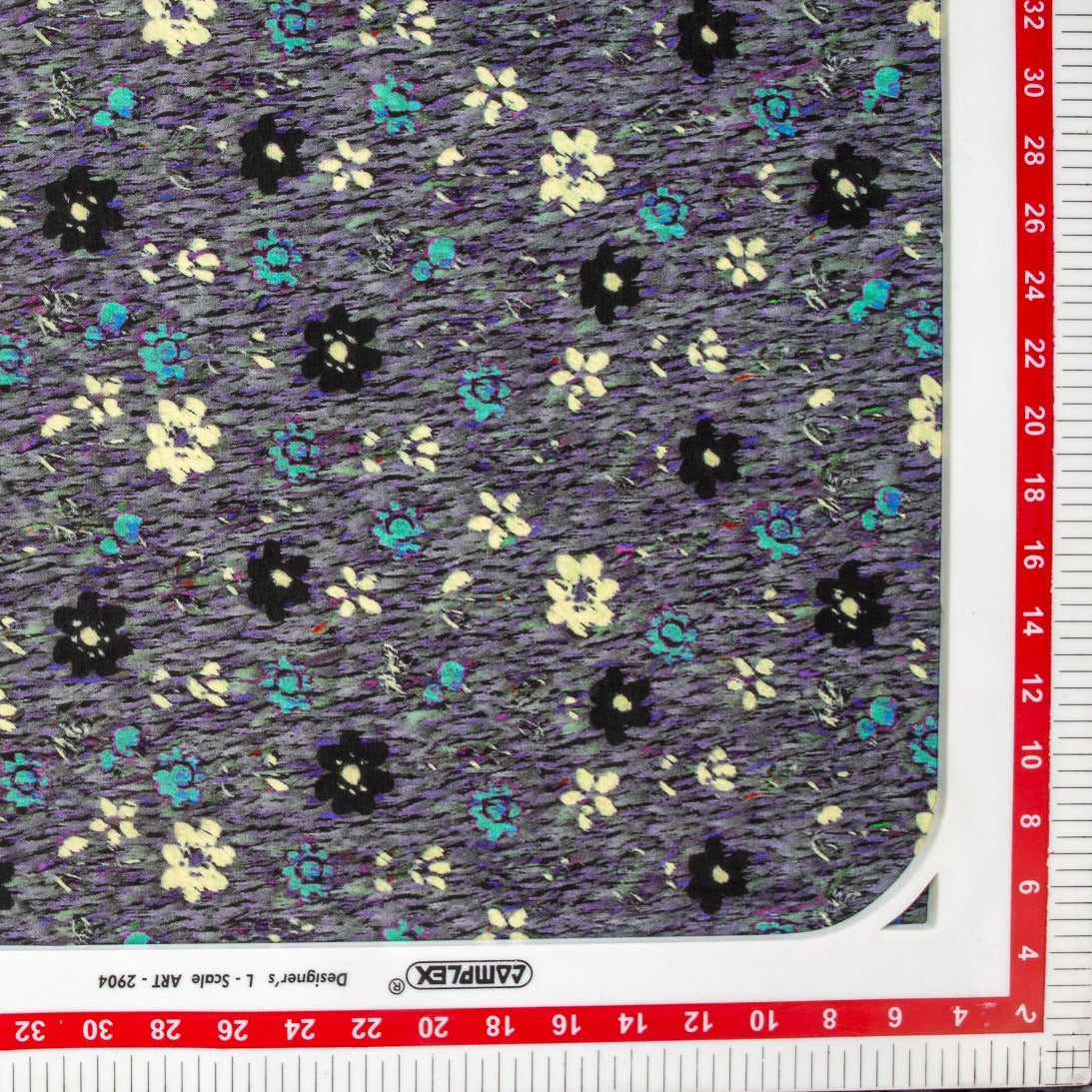 Grey Floral Print Russian Silk Fabric Trade UNO