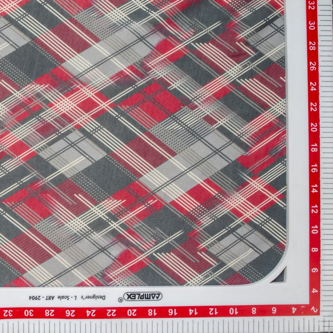 Multi Color Geometrical Print Russian Silk Fabric Trade UNO
