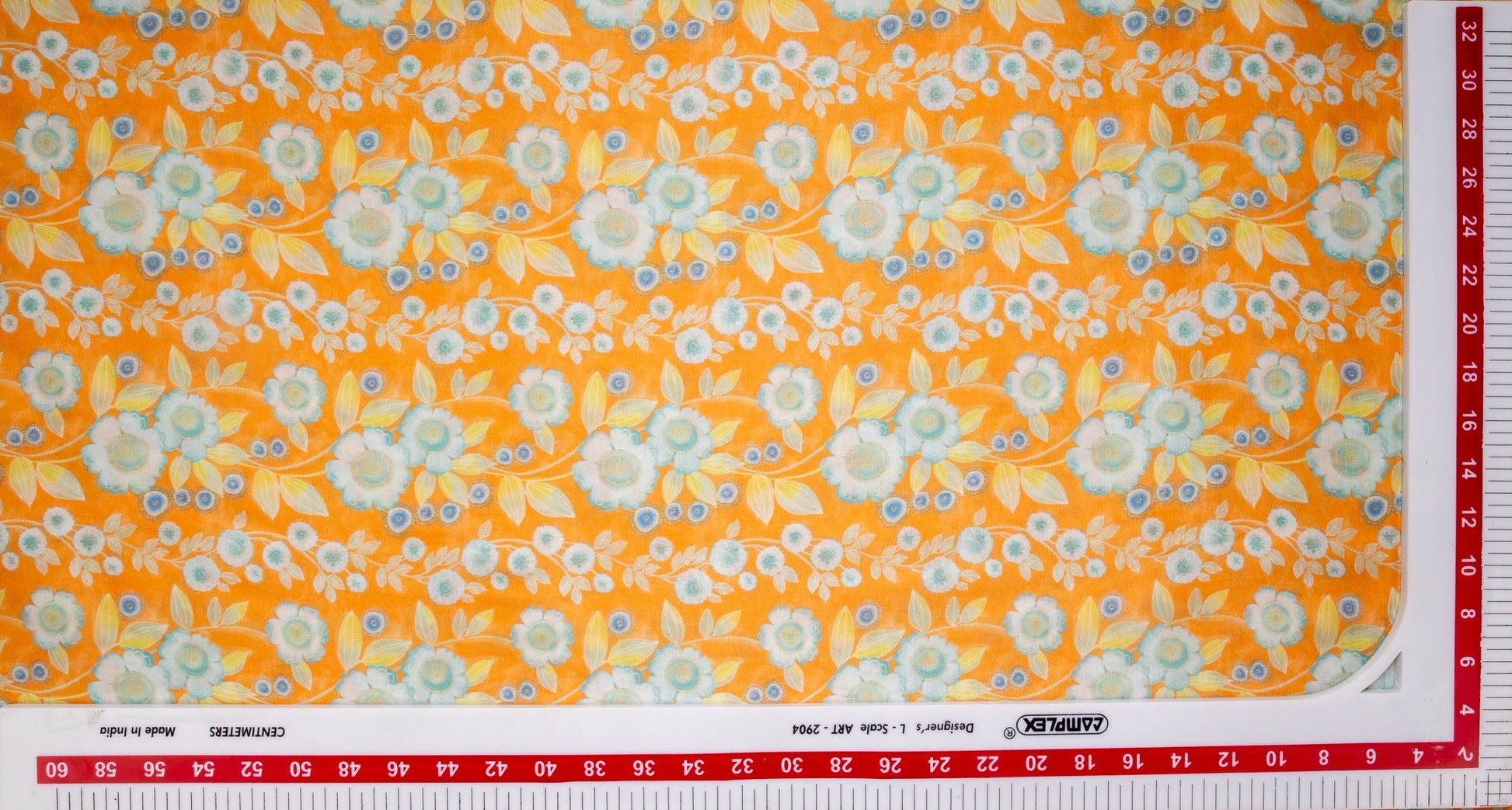 Orange Floral Print Satin Bemberg Fabric Trade UNO