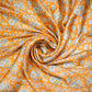 Orange Floral Print Satin Bemberg Fabric Trade UNO