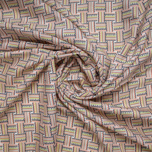Multi Color Geometrical Print Russian Silk Fabric
