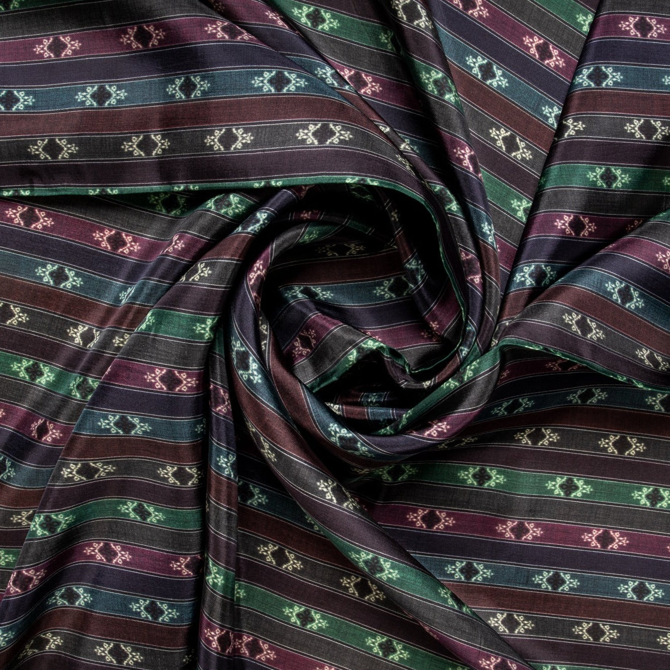 Black Traditional Print Upada Silk Fabric Trade UNO
