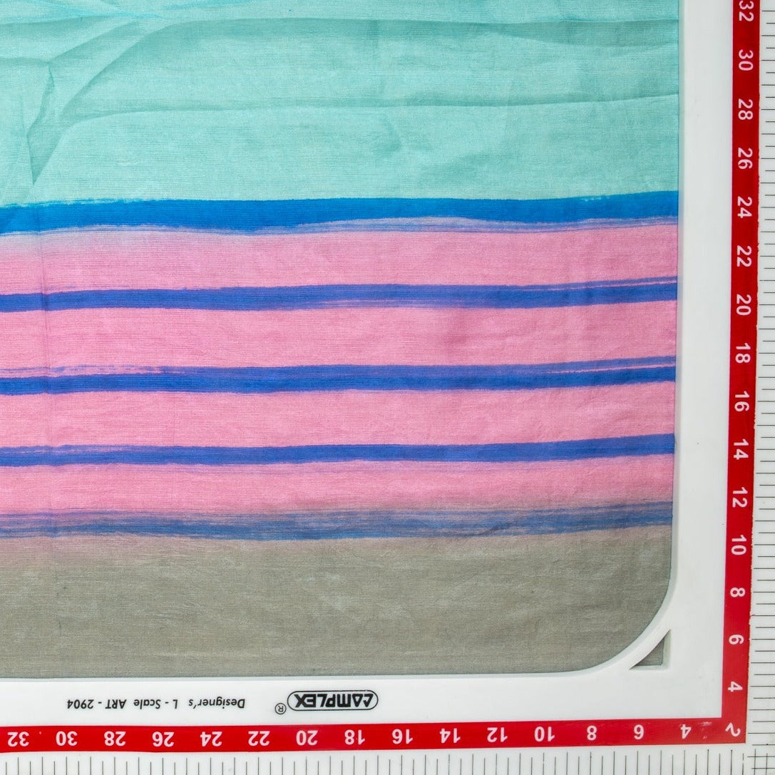 Grey & Pink Stripes Tabby Silk Fabric Trade UNO