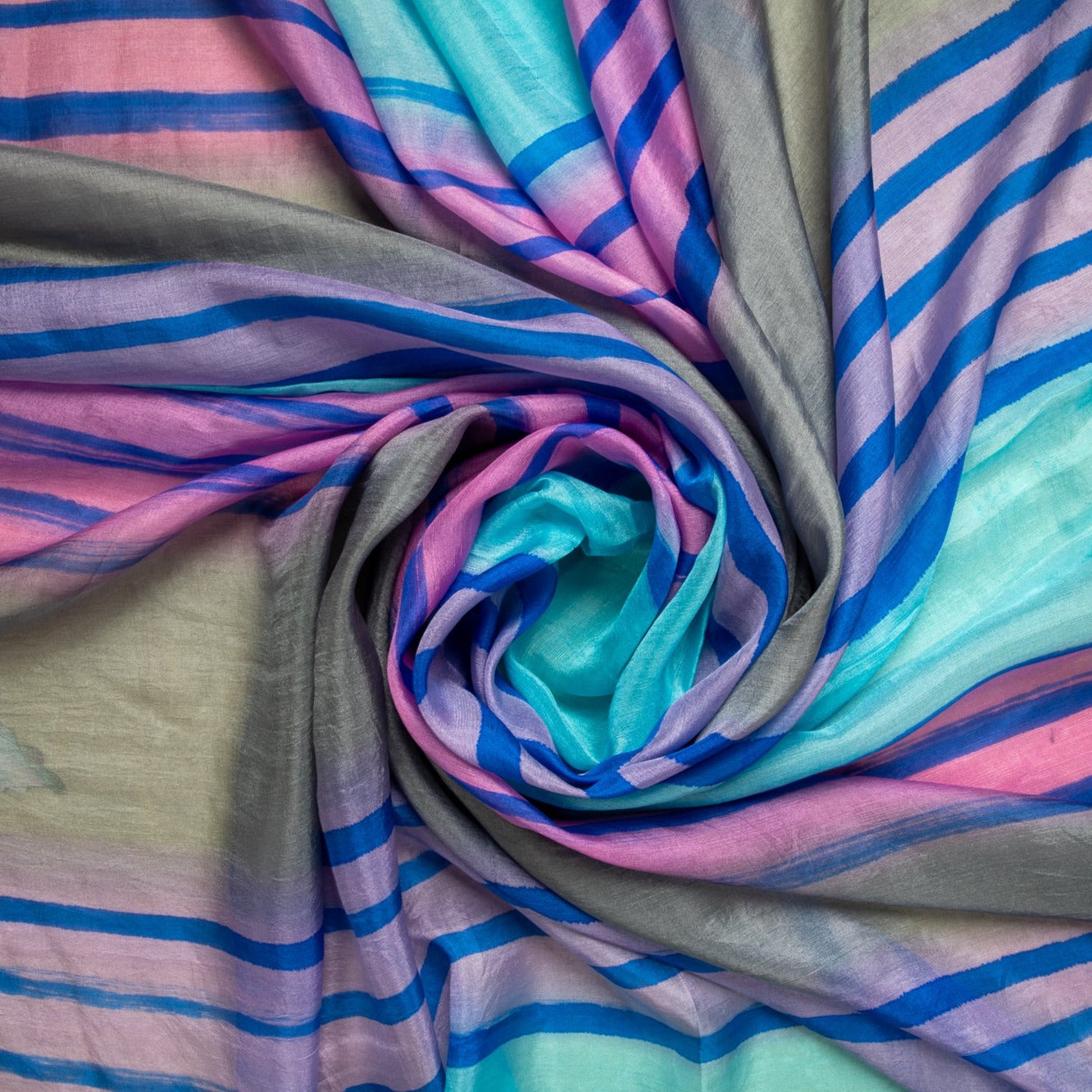Grey & Pink Stripes Tabby Silk Fabric Trade UNO