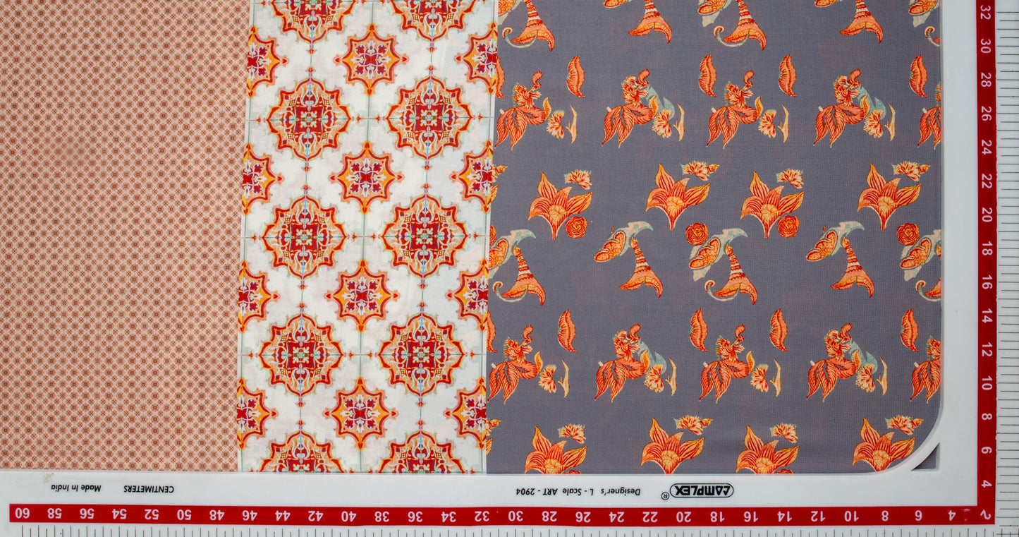 Multi Color Patch Digital Print Poly Bion Fabric (TU-2888) Trade UNO