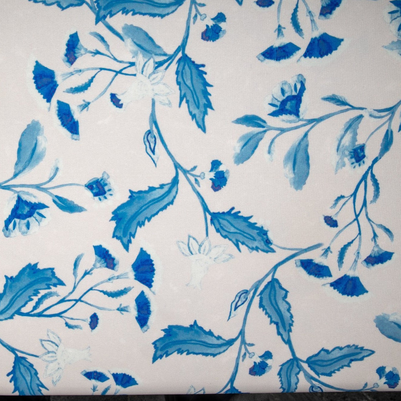 White And Blue Floral Poly Bion Fabric Trade UNO