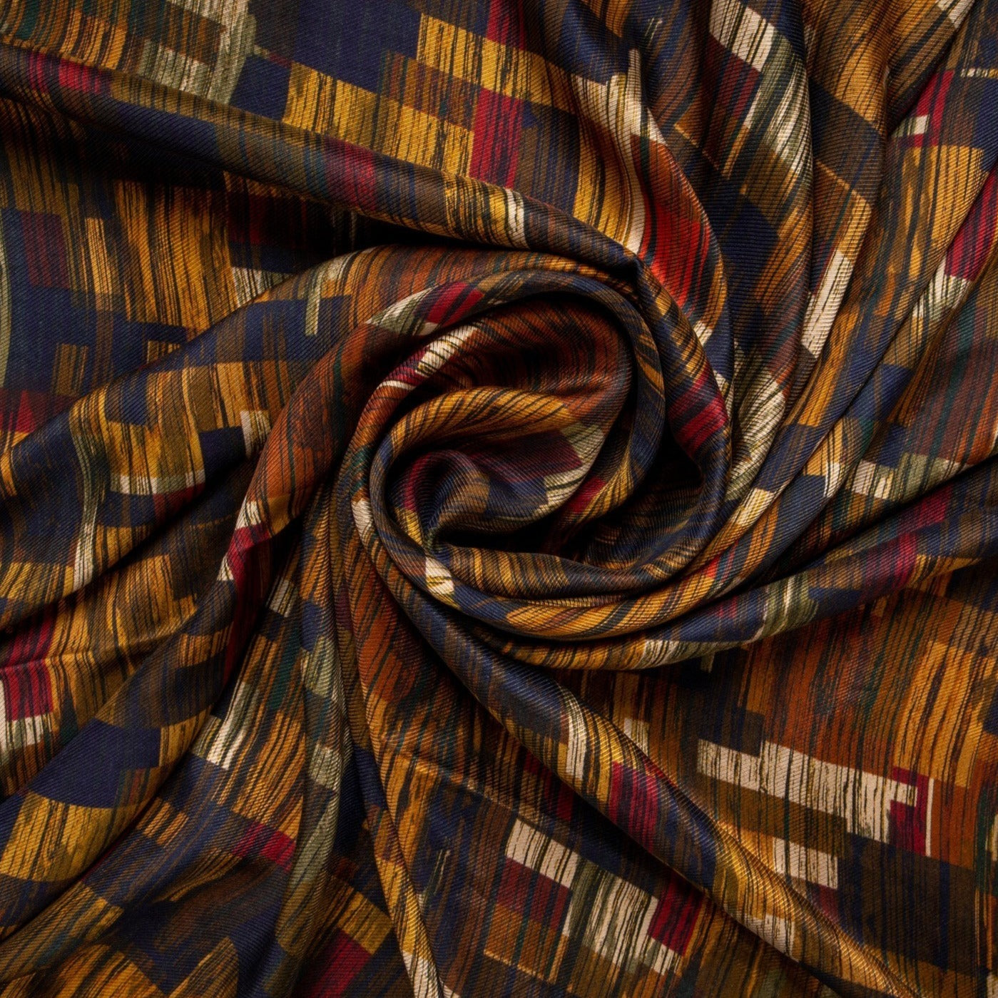 Multi Color Abstract Print Pure Silk Fabric Trade UNO
