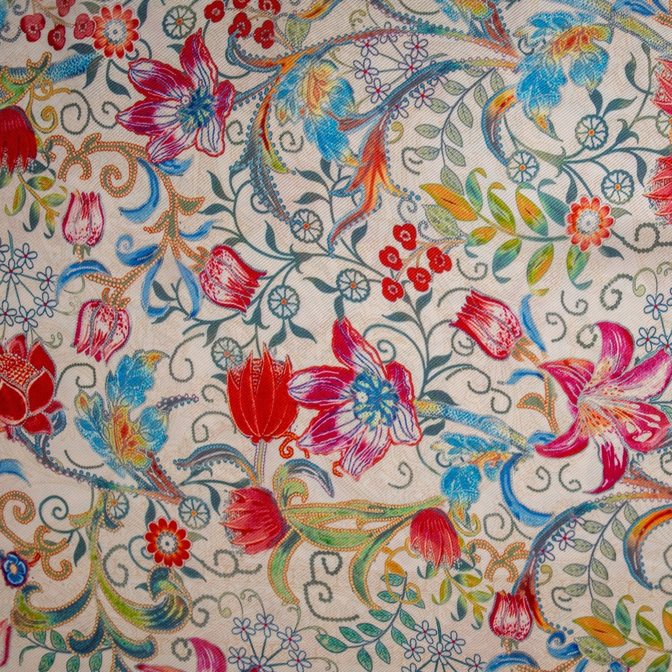 Multi Color Digital Floral Print Pure Silk Fabric Trade UNO