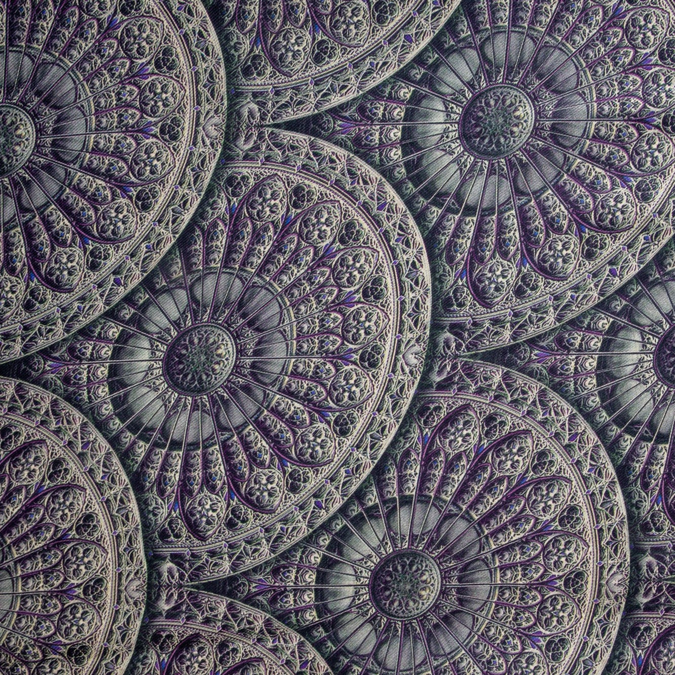 Purple & Silver Digital Print Pure Silk Fabric Trade UNO