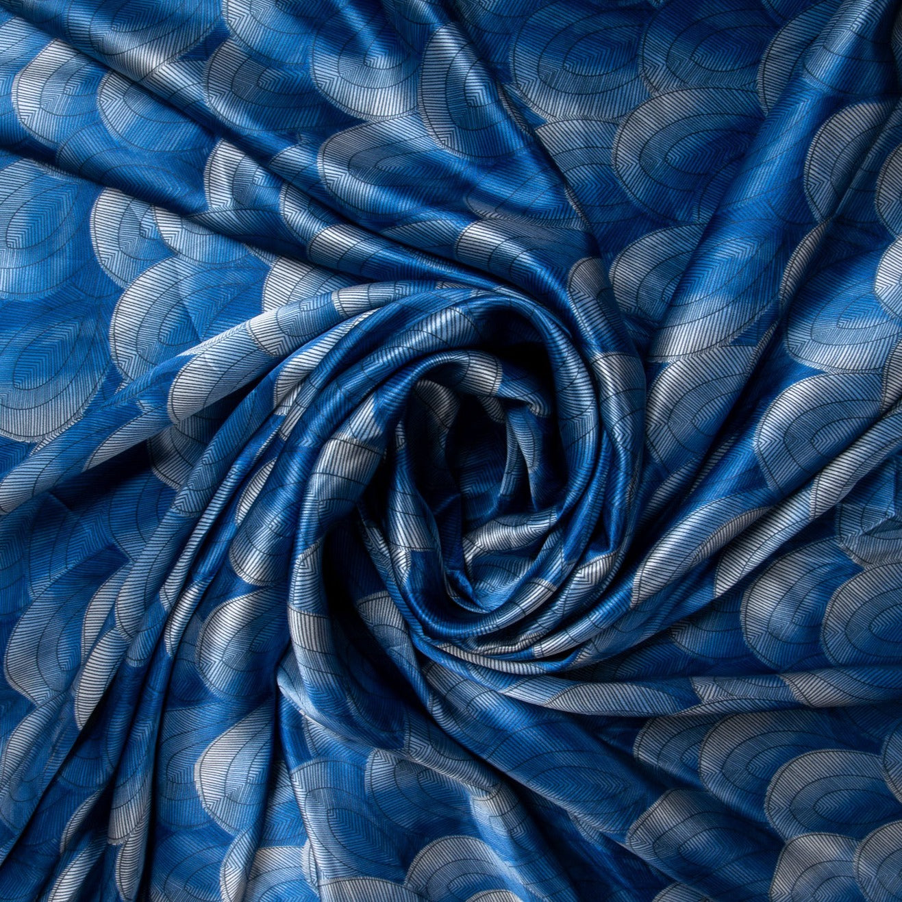 Blue Digital Print Pure Silk Fabric Trade UNO