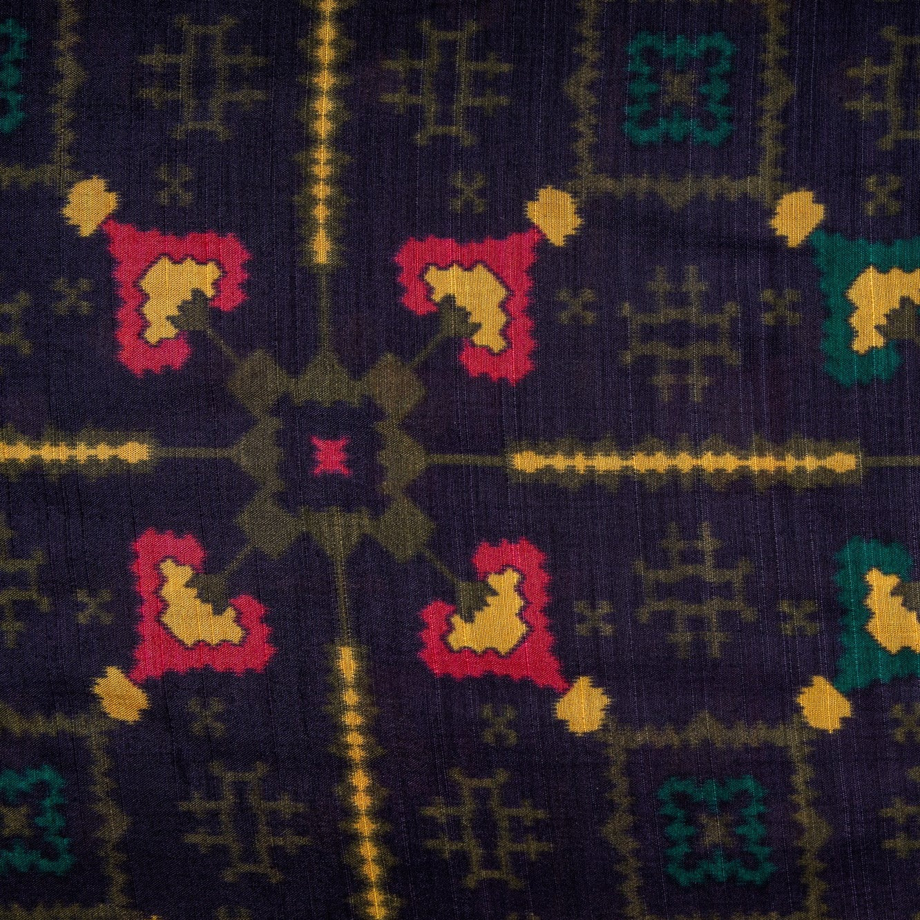Black Traditional Print Satin Bemberg Fabric Trade UNO