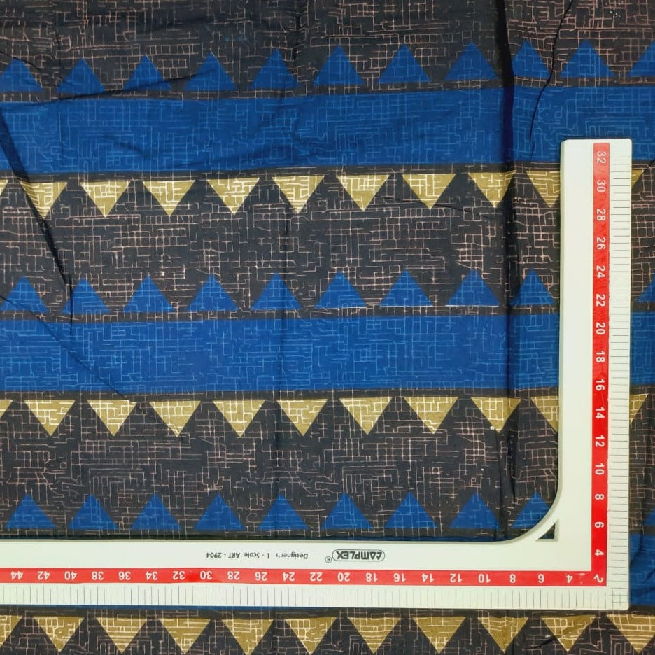 Blue & Gold Digital Print Cotton Fabric Trade UNO