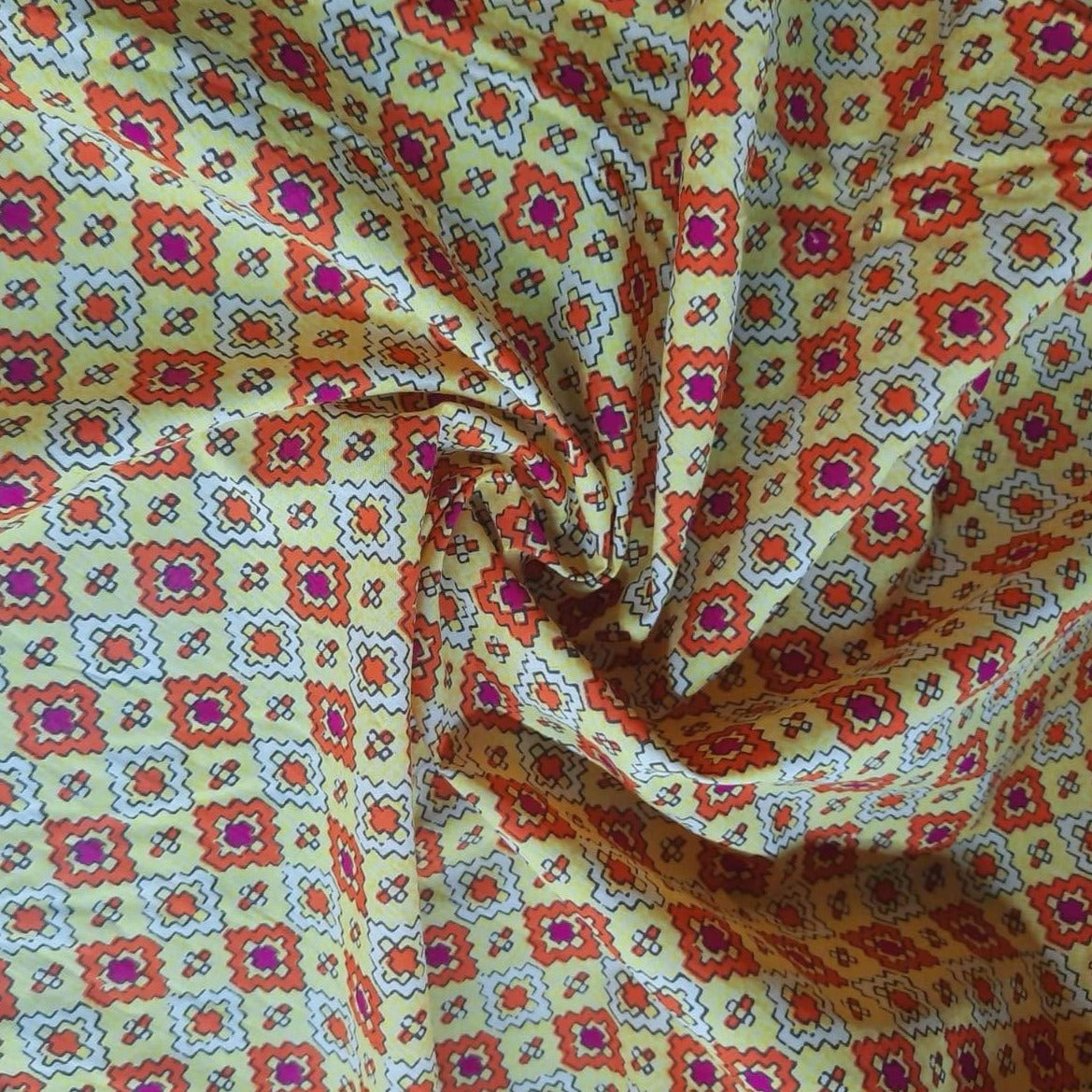 Yellow Moroccan Pattern Cotton Fabric Trade UNO