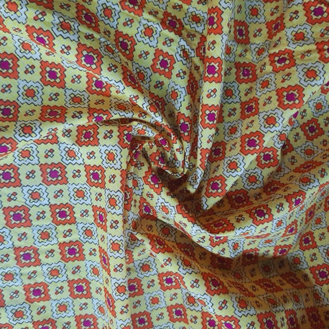 Yellow Moroccan Pattern Cotton Fabric Trade UNO