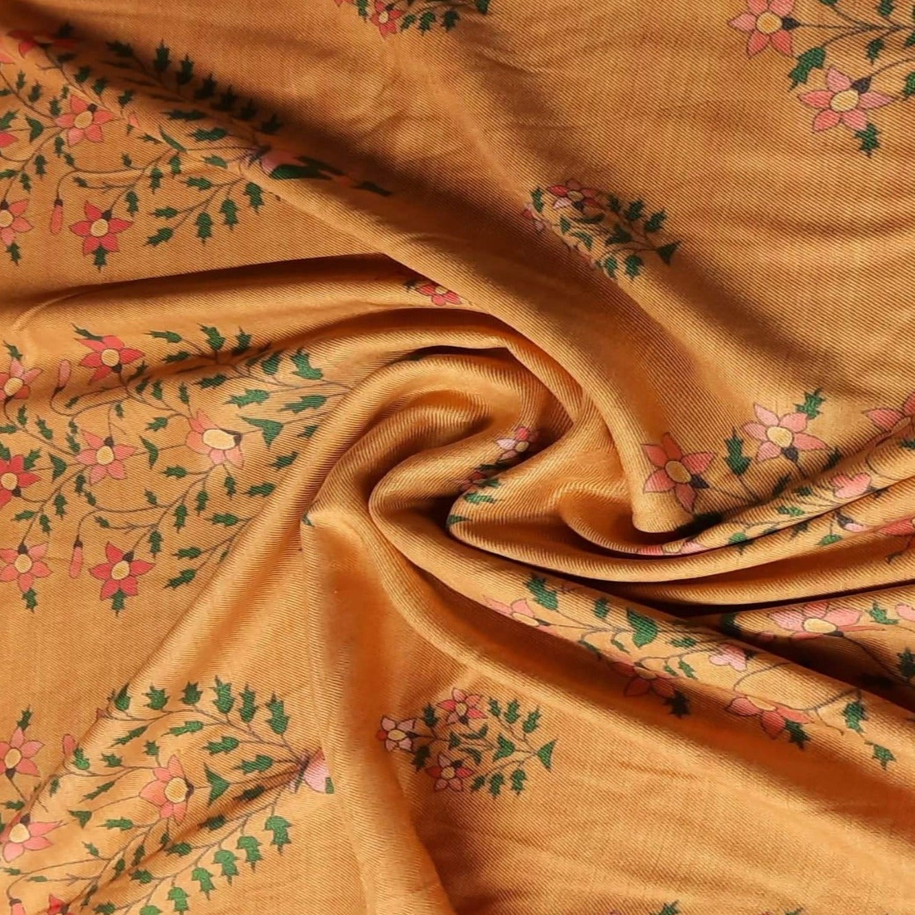 Mustard Yellow Mughal Print Viscose Fabric Trade Uno