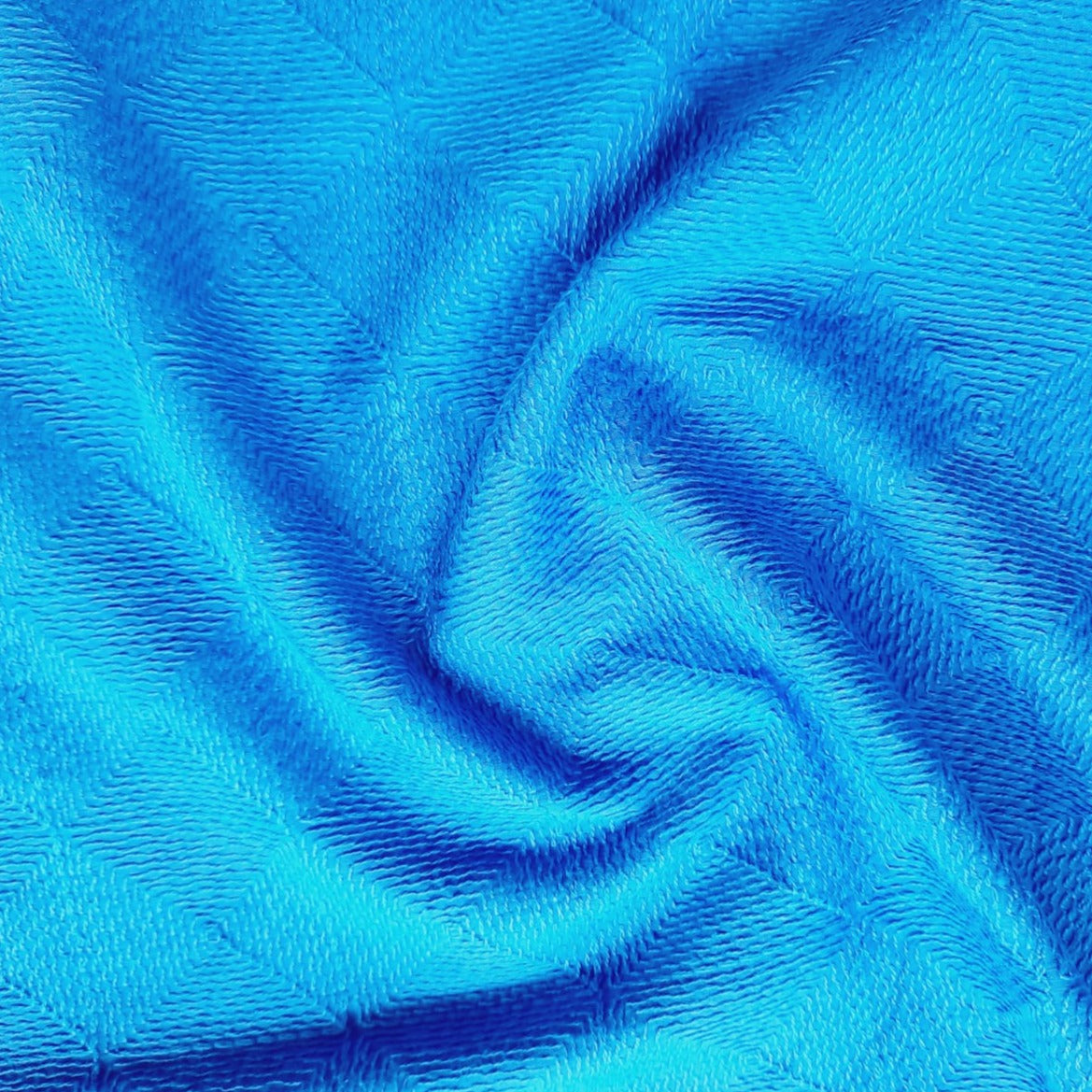 Blue Geometrical Thread Embroidery Cotton Fabric Trade UNO