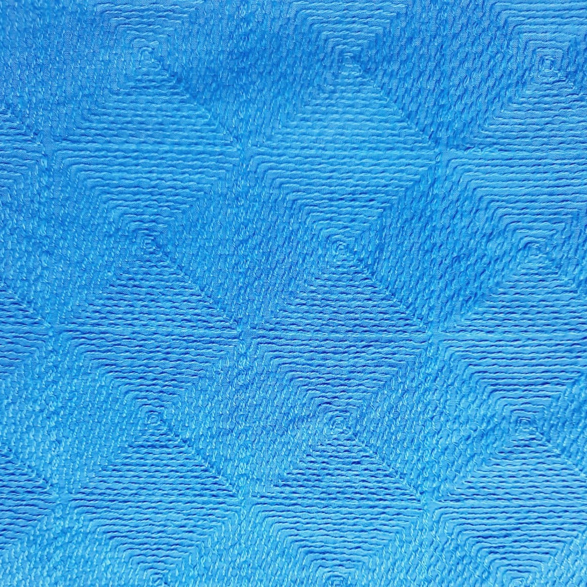 Blue Geometrical Thread Embroidery Cotton Fabric Trade UNO