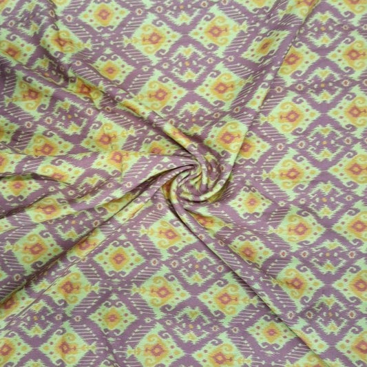 Purple Traditional Motif Print Viscose Twill Fabric Trade UNO