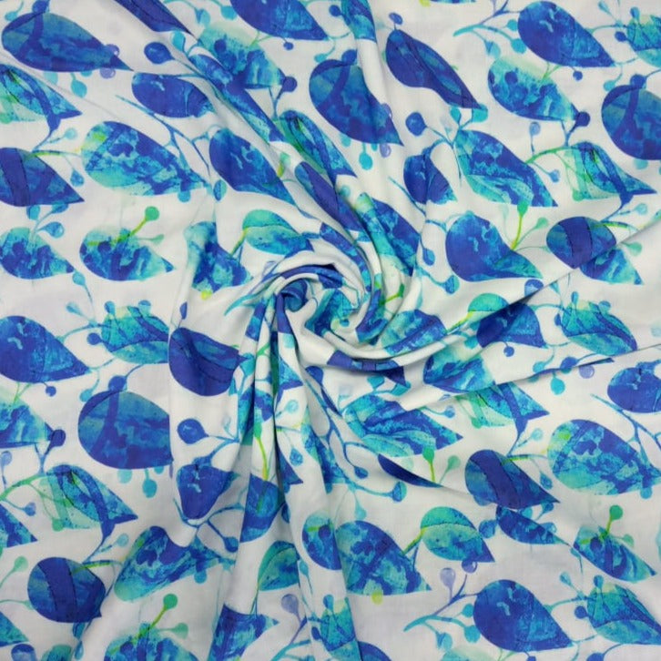 White & Blue Digital Print Modal Fabric Trade UNO