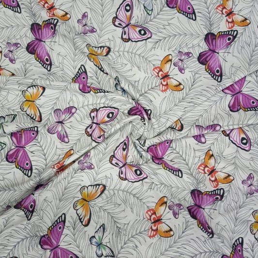 White & Pink Digital Animal Print Viscose Fabric Trade UNO