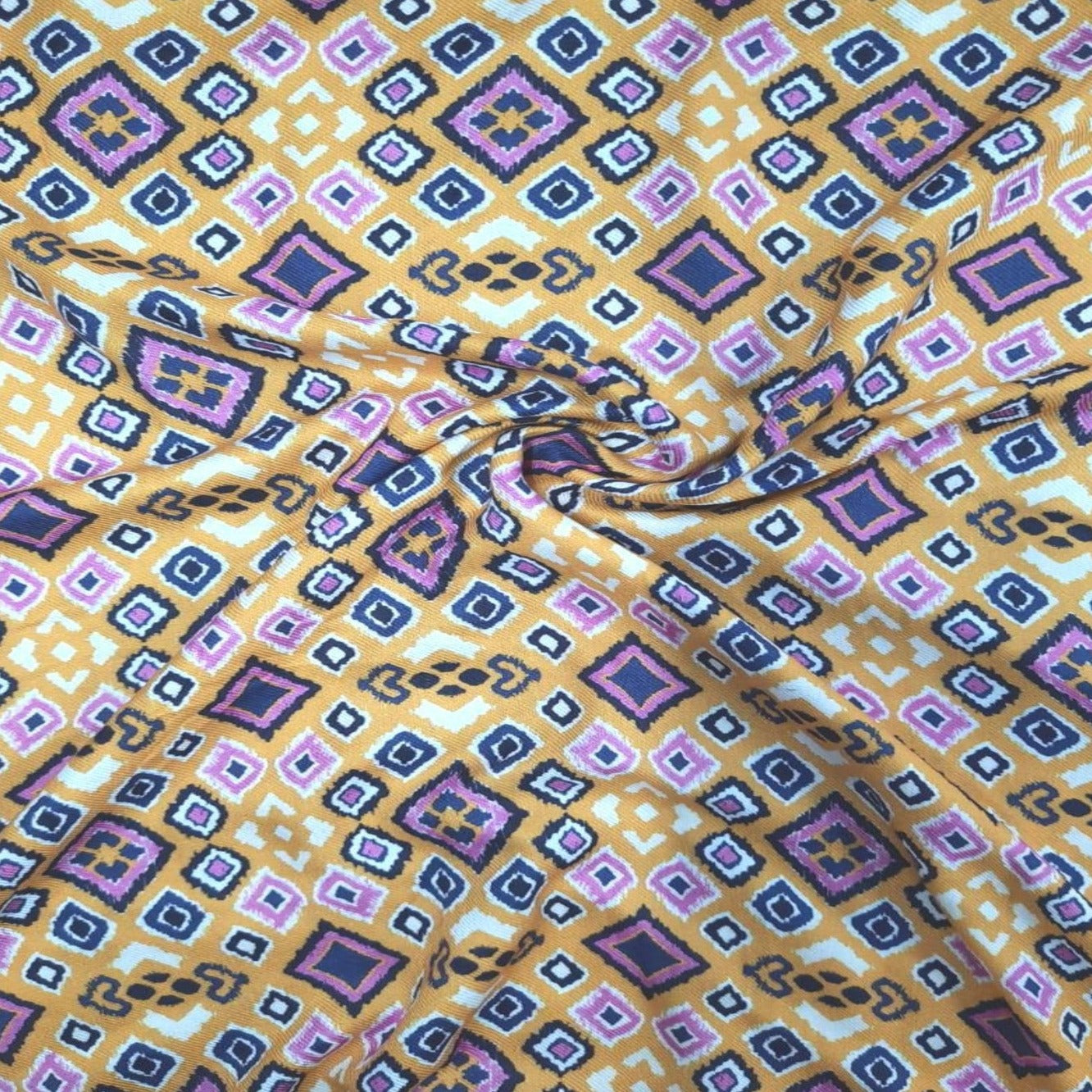 Mustard Yellow Traditional Print Spun Fabric Trade UNO