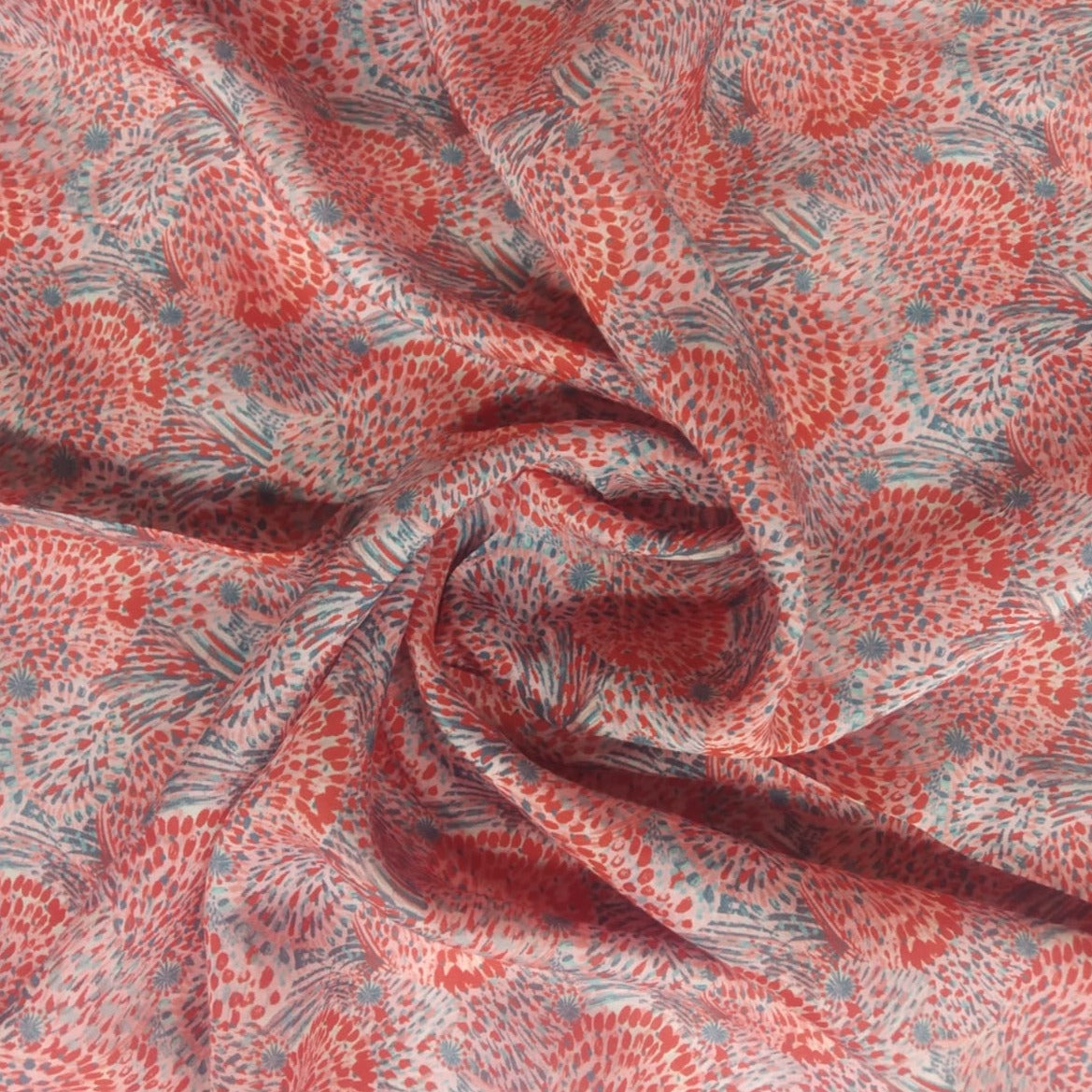 Orange Digital Print Cotton Silk Fabric Trade UNO