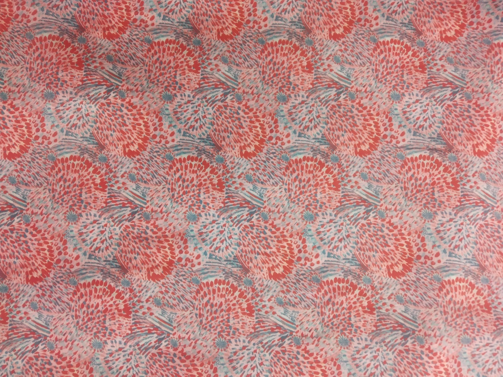 Orange Digital Print Cotton Silk Fabric Trade UNO