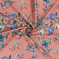 Peach Floral Print Cotton Linen Fabric Trade UNO