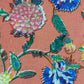 Peach Floral Print Cotton Linen Fabric Trade UNO
