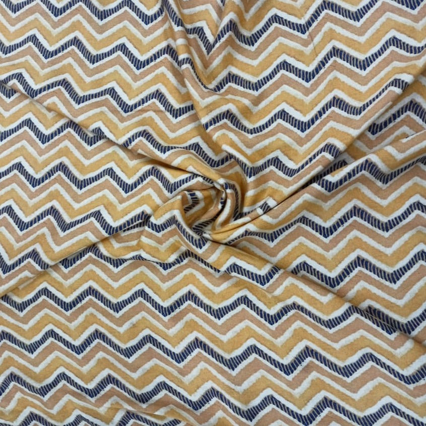Yellow Chevron Pattern Viscose Fabric Trade Uno