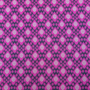Pink Black Geometrical Ikkat Print Brocade Fabric 1
