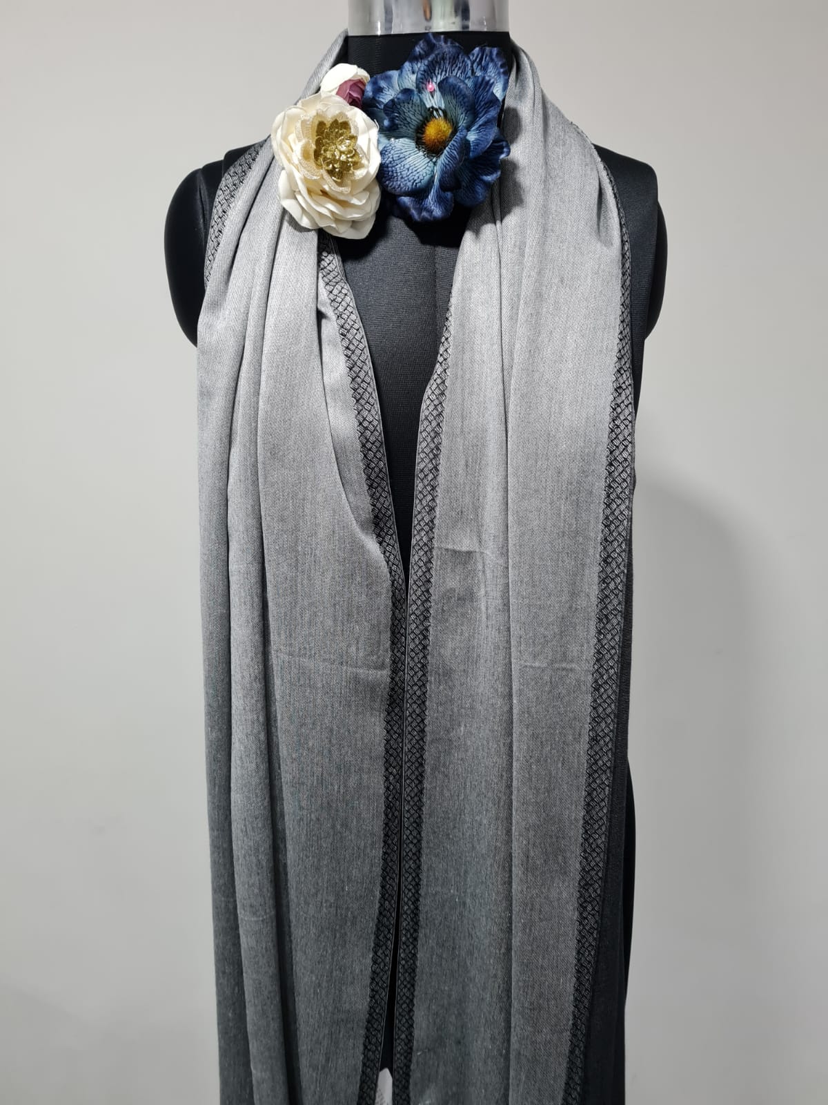 Viscose Shawl, Size 70x180 Solid Grey Color Shawl (TU-3004) Trade UNO