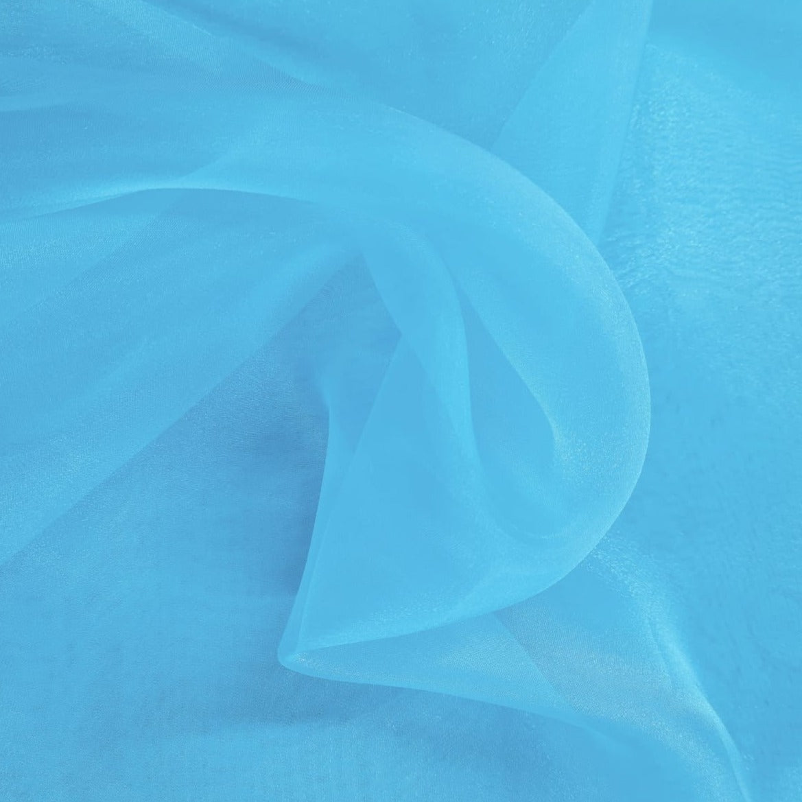 Aqua Blue Solid Poly Organza Fabric Trade UNO