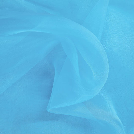 Aqua Blue Solid Poly Organza Fabric Trade UNO
