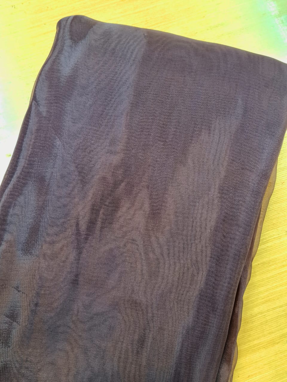 Brown Solid Poly Organza Fabric Trade UNO
