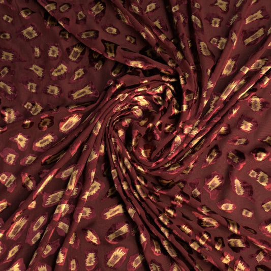 Red Animal Print Brasso Velvet Fabric Trade UNO